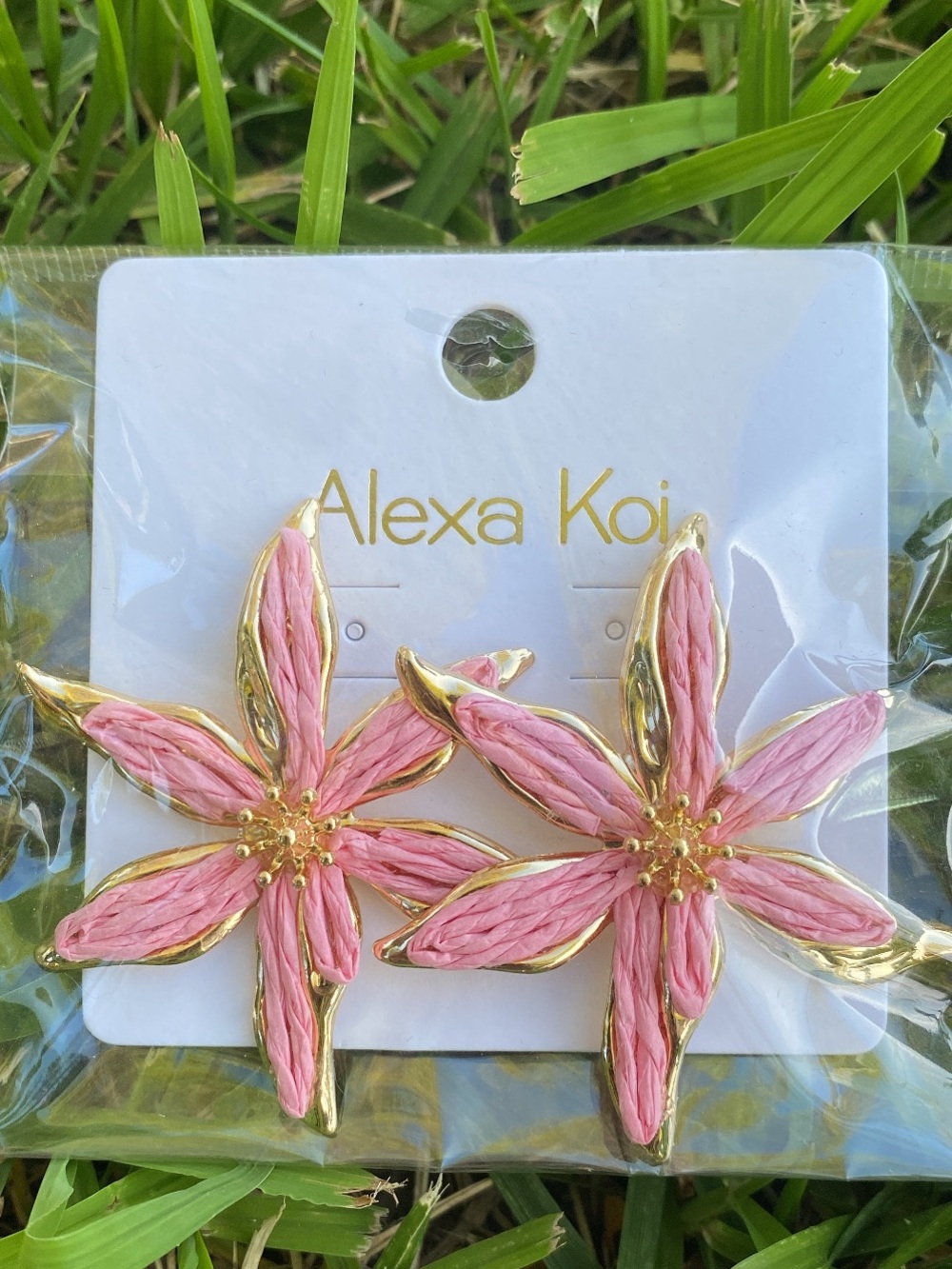 Pink Floral Statement Earrings